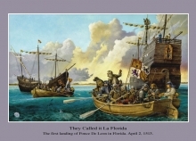 Illustration of Ponce de Leon arriving in Florida.  Part of the Florida Collection at the Library.