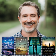 Wiley Cash with his four book covers