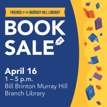 Bill Brinton Murray Hill branch library book sale graphic