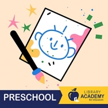 Library Academy for Educators: Pre-School featuring a child's drawing with paint