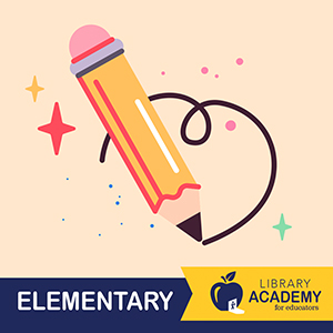 Illustration of a sparkling pencil scribbling Library Academy for Educators Elementary